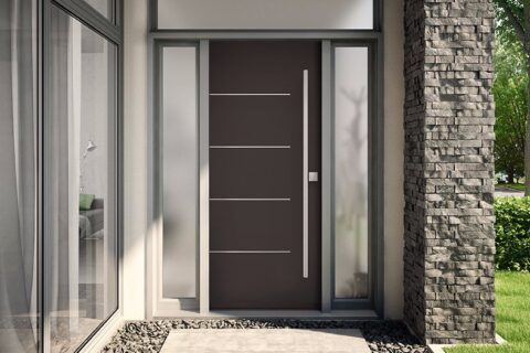 A black steel entry doors from Heritage Renovations in London, Ontario.