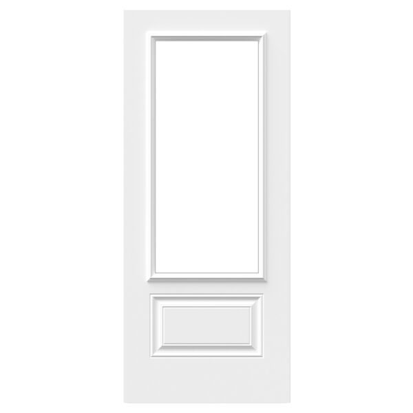 A white Orleans steel door with 22x48 doorlite from Gentek-Novatech and Heritage Renovations Windows & Doors.