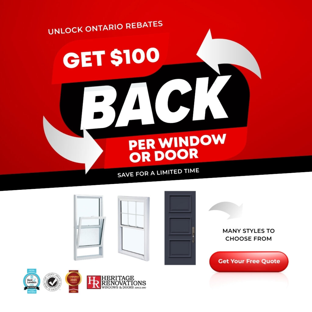 HR ad Ontario Rebate Square - 1080x1080 Heritage Renovations installation for the windows and doors rebate Ontario program.